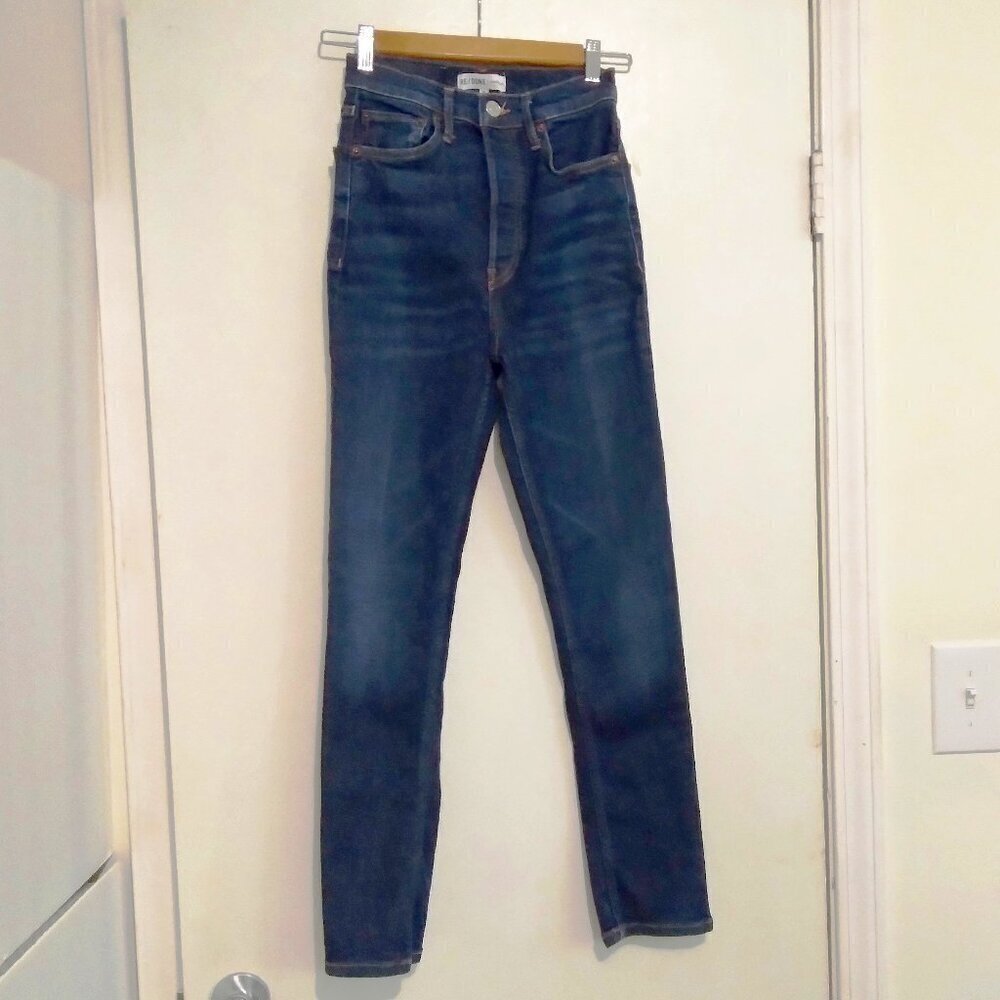 Re / Done Originals Sz 26 'Ultra High Rise Ankle Crop'  Dark Wash